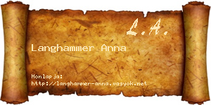 Langhammer Anna névjegykártya